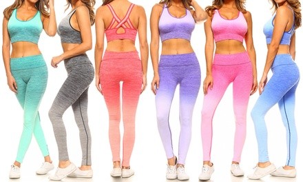 Style Clad Women's Active Space-Dye Ombre Sports Bra and Leggings Set (2-Piece)