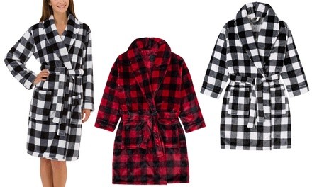 Plush Buffalo Plaid Bathrobe