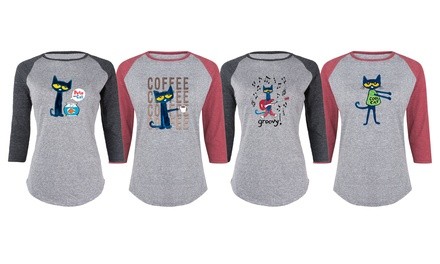 Instant Message: Pete the Cat Women's Raglan Tee. Plus Sizes Available.