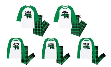 Nap Chat: Green Plaid Matching Family Bear Pajama Set