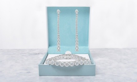 Luxury Graduated Drop Earrings and Tennis Bracelet Set