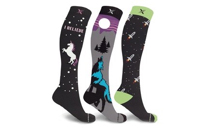 XTF Glow in the Dark Knee High Compression Socks (3 Pairs)