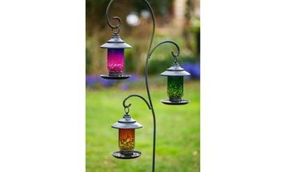 Colorful Glass and Metal Bird Feeders (3-Pack)