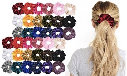 Elastic Velvet Hair Scrunchies in Assorted Colors (18- or 36-Pack)