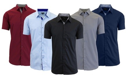 3-Pack Men's Short Sleeve Slim-Fit Casual Dress Shirt (S-5XL)