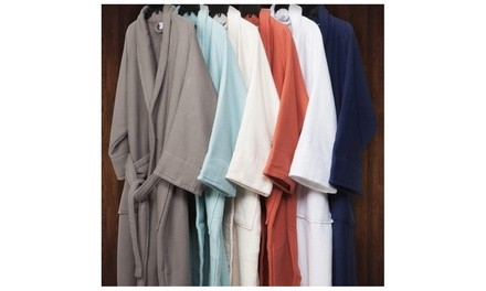 Cotton Terry Waffle Weave Bathrobe for Men and Women