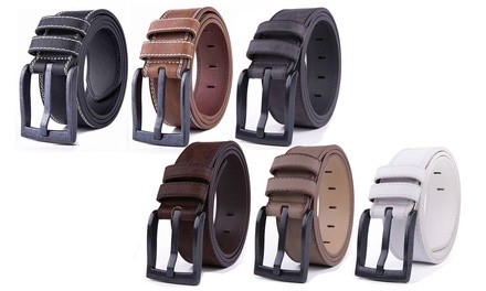 Men's Genuine-Leather Casual Dress Belts in Various Colors