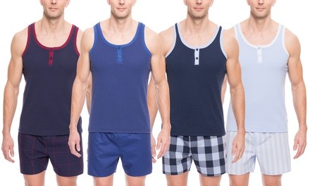 Noble Mount Men's Premium Cotton Shorts and Tank Top Lounge Set 