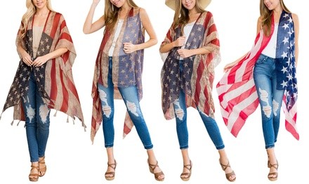 Women's American Flag Kimono Cardigan