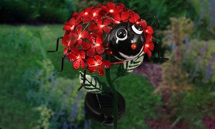 Outdoor Solar LED Metal Bumble Bee or Lady Bug Garden Stake