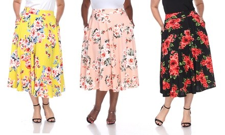 Floral Flared Midi Skirt. Plus Sizes Available.