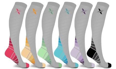 XTF Unisex Graduated Knee-High Compression Socks (6 Pairs)