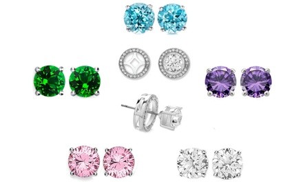 Set of 5 Interchangeable Crystal Halo Earrings Made with Swarovski Elements