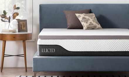 Lucid Bamboo Charcoal Memory-Foam Mattress Topper - Multiple Options Available 