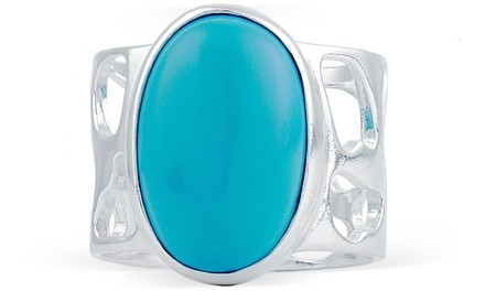 Oblong Turquoise Ring in 925 Sterling Silver
