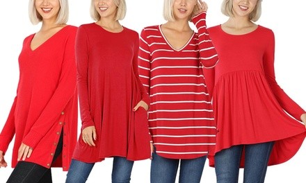 Haute Edition Women's Valentine's Day Red Tops S-3X
