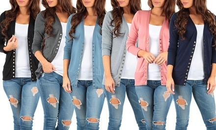 Women's Snap-Button Cardigan. Plus Sizes Available.