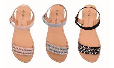 Gold Toe Women's Sandals with Bead Details