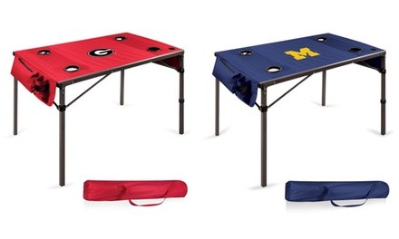 Picnic Time NCAA Portable Travel Table with Built-In Cup Holders 