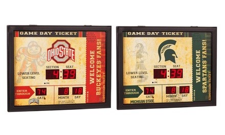 Team Sports America NCAA Bluetooth Ticket Scoreboard Wall Clock