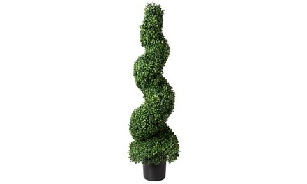 Pure Garden Spiral Topiary Artificial Boxwood Tree