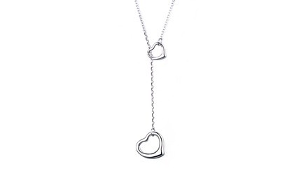 Sterling Silver Lariat Heart Pendant Necklace