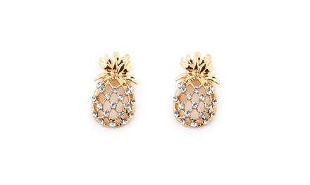 Crystal Pineapple Earrings  Exquisite Studs