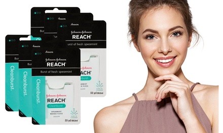 REACH Spearmint-Flavored Wax Floss (6-Pack)