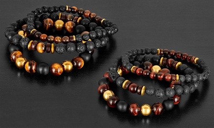 Natural Stone Stackable Stretch Bracelets (3-Pack)