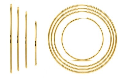 14K Yellow Gold 50mm, 60mm, 70mm, or 80mm Endless Hoops by Verona 