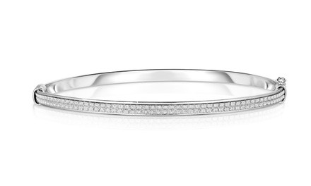 Sterling Silver Crystal Hinge Bangle Made With Swarovski Elements by Mina Bloom