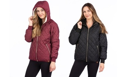 Liv Outdoor Arden Quilted Sherpa-Lined Hooded Jacket