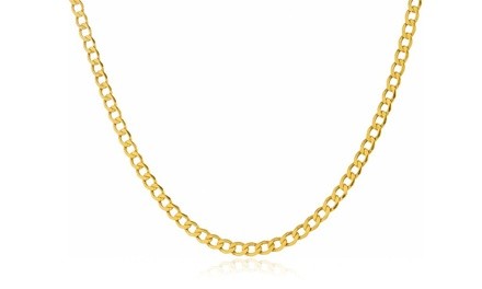 14K Gold 3.3MM Men's Cuban Curb Link Chain Necklace by Moricci