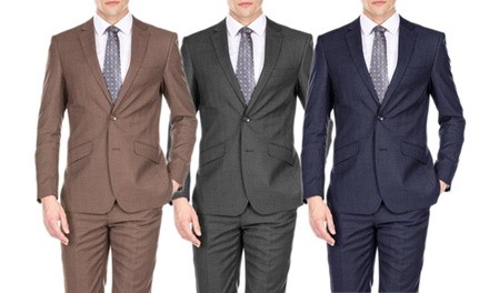 Gino Vitale Men's Light Glen-Check Slim-Fit Suit (2-Piece)