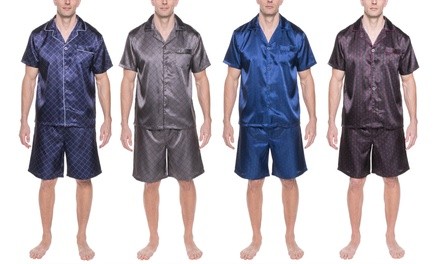 Twin Boat Men's Satin Short Sleepwear Pajama Set (M-XL)