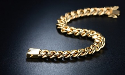 18K Gold Plated 8mm Cuban Chain Bracelet by Euphir