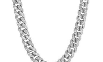 Men's .925 Sterling Silver 12mm CZ Iced Out Miami Cuban Chain Necklace