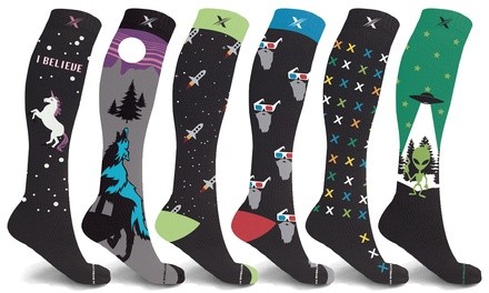 XTF Glow in the Dark Knee High Compression Socks (3 Pairs or 6 Pairs)