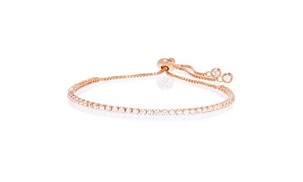 Adjustable Crystal Tennis Bracelet in 18k Rose Gold