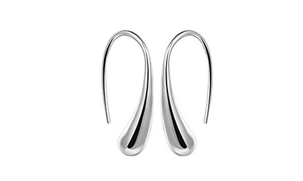 Solid Sterling Silver Waterdrop Hook Earrings 