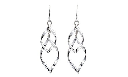 925 Sterling Silver Spiral Interlocking Leaf Earring