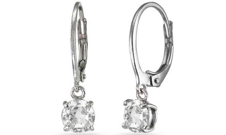 925 Sterling Silver Genuine White Sapphire 3 CTW  Round Leverback Earrings