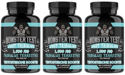 Angry Supplements Monster Test Just Tribulus Men's Testosterone Booster (60-Count; 1-, 2-, or 3-Pack)