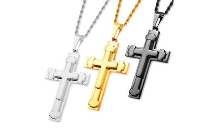 Men's Triple Layered Cross Pendant by Crucible