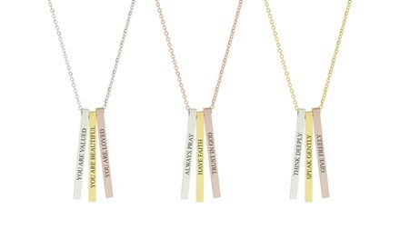 Triple Bar Inspirational Necklace by Pink Box