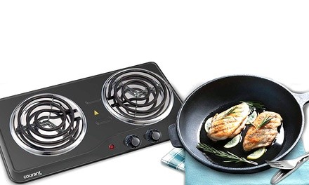 Courant Single or Double Electric Burner Countertop Hotplate Cooktop