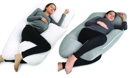 U-Shaped Pregnancy Pillow and Full Body Maternity Support with Jersey Cover