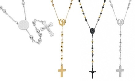 Men's Stainless Steel Rosary Necklace