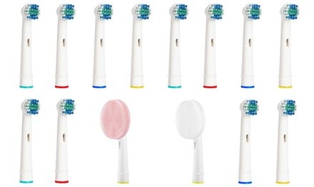 Replacement Oral B Toothbrush and Facial Brush Heads Set (14-Piece)