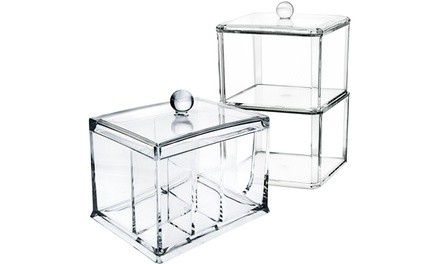 Acrylic Organizers for Cotton Pads, Swabs, and Makeup Supplies